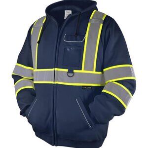 New Safety Hoodie Jacket, High Vis Reflective Safety Fleece Hoodie, PPE Gear